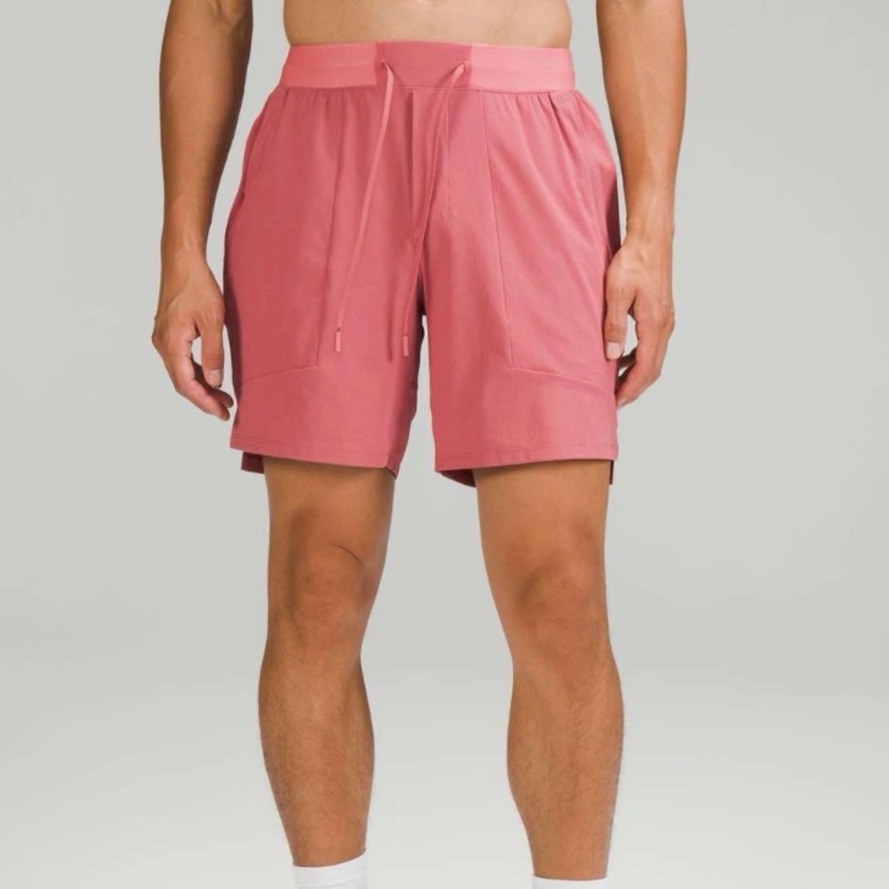 Men's Pink Athletic Drawstring Shorts